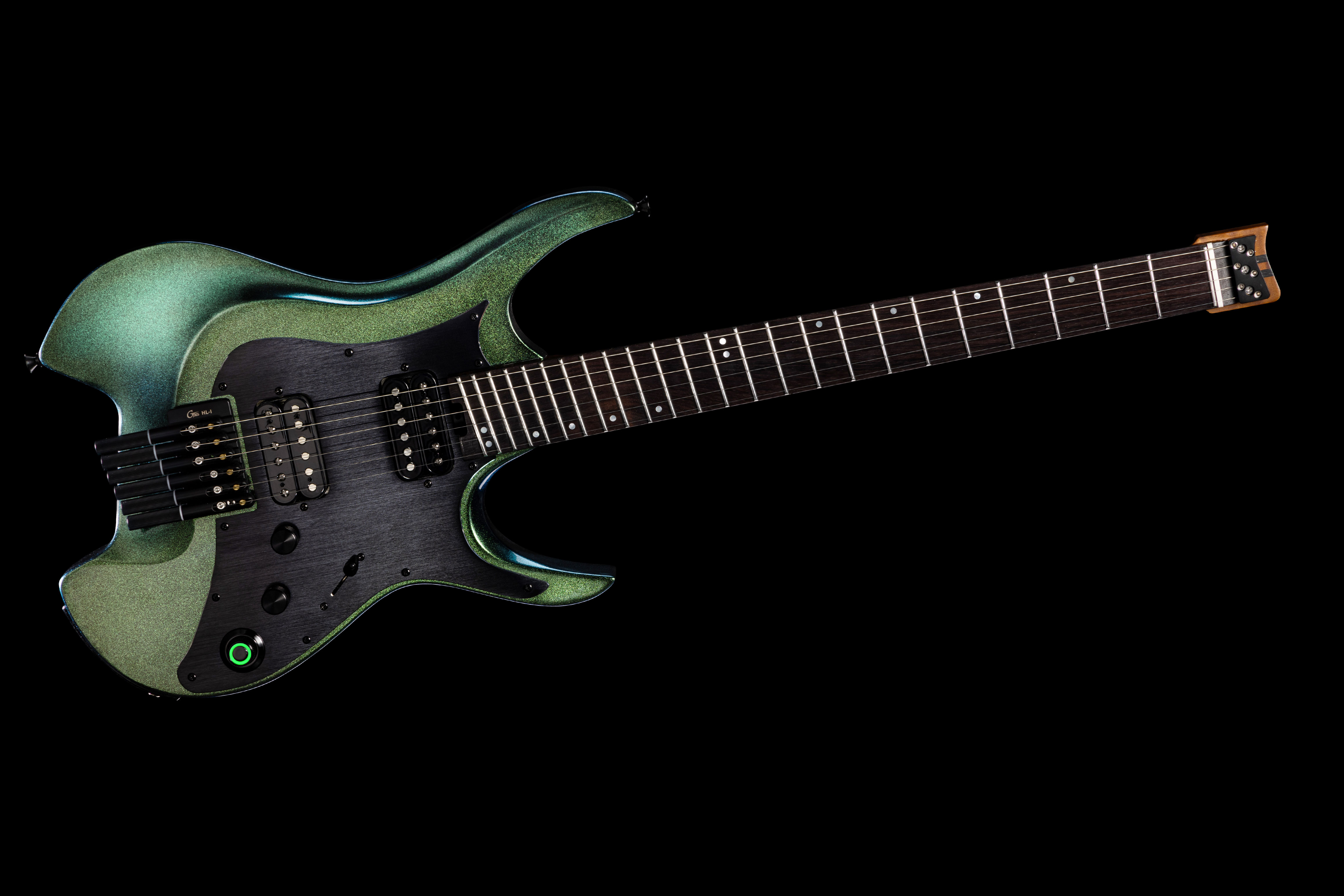 dark green electric guitar